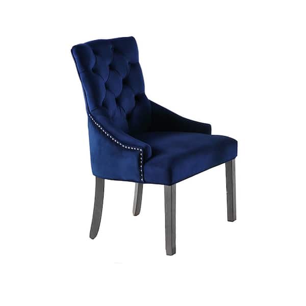 Unbranded Stacey Blue Tufted Velvet Parsons Chairs (Set of 2)