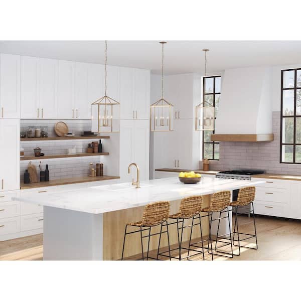 Progress Lighting Seneca 4-Light Polished Nickel Farmhouse Lantern Medium Hanging Pendant Light
