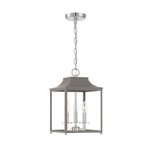 10 in. W x 16 in. H 3-Light Gray with Polished Nickel Standard Pendant Light