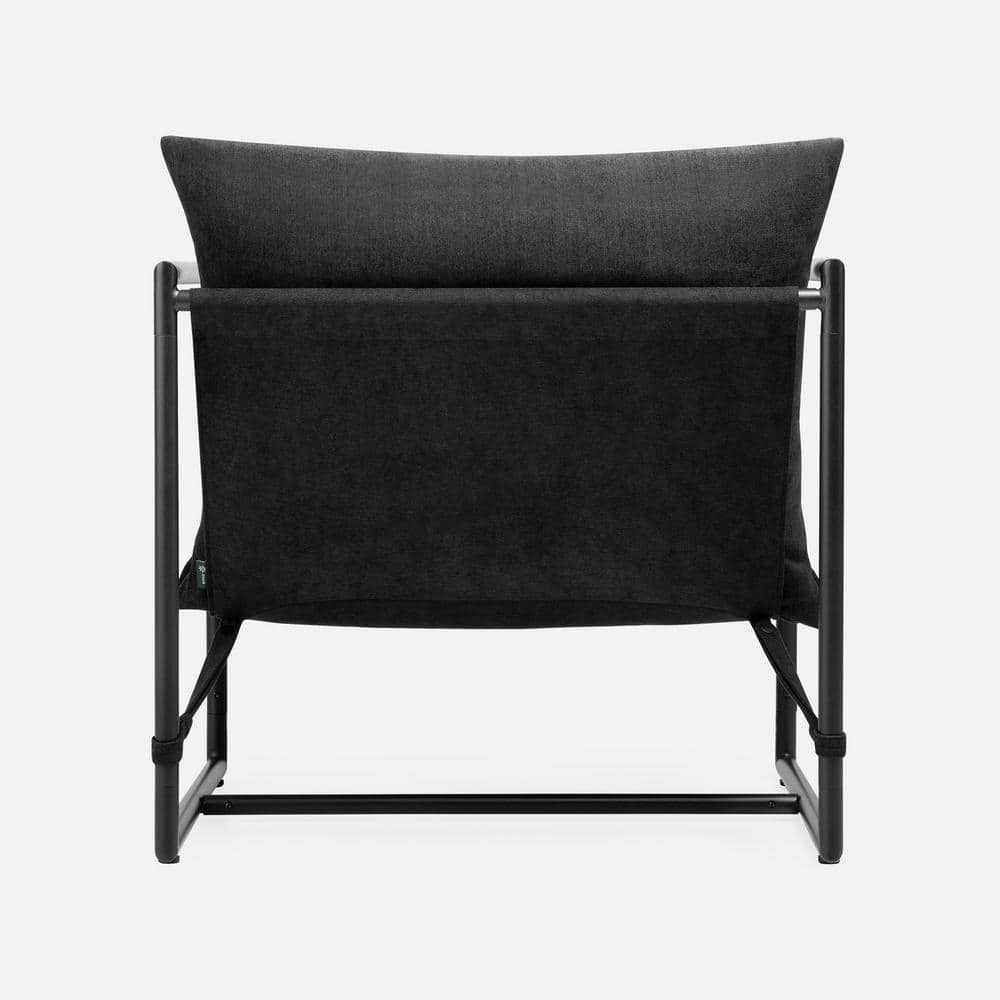 Black Metal Framed Sling Accent Chair with Cushions
