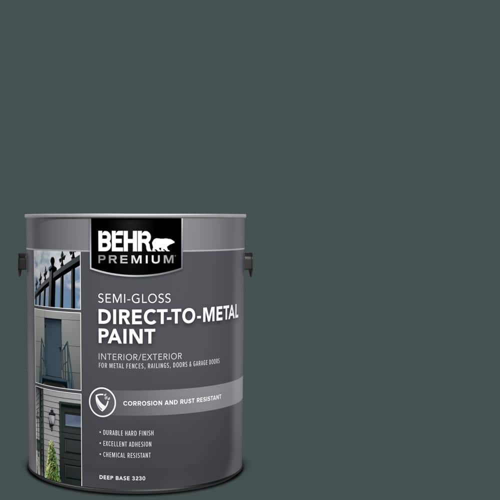 BEHR PREMIUM 1 gal. #MQ6-44 Black Evergreen Semi-Gloss Direct to Metal  Interior/Exterior Paint 323001 - The Home Depot