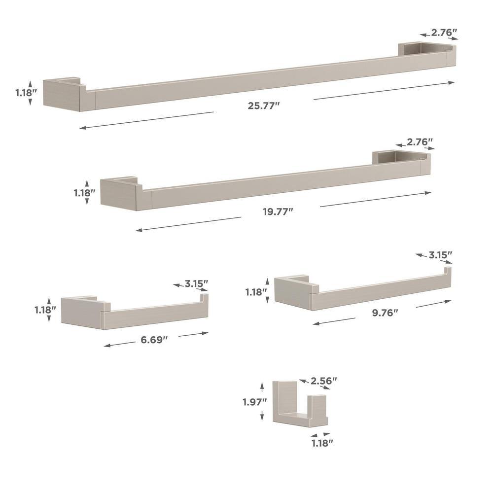 Beaufort Brushed Nickel 5-Piece Bathroom Hardware Set