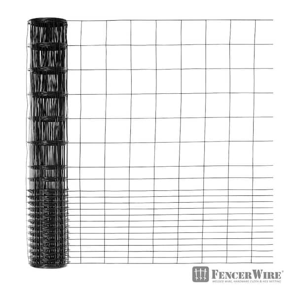 Fencer Wire 40 in. x 50 ft. 16-Gauge Black PVC-Coated Rabbit Guard Fence, Poultry Fencing Wire Roll for Garden Yard Vegetable Plant