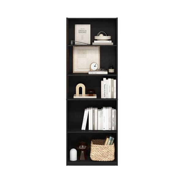 Furinno Gehry 71.42 in. Tall Blackwood Wood 5-Shelf Standard