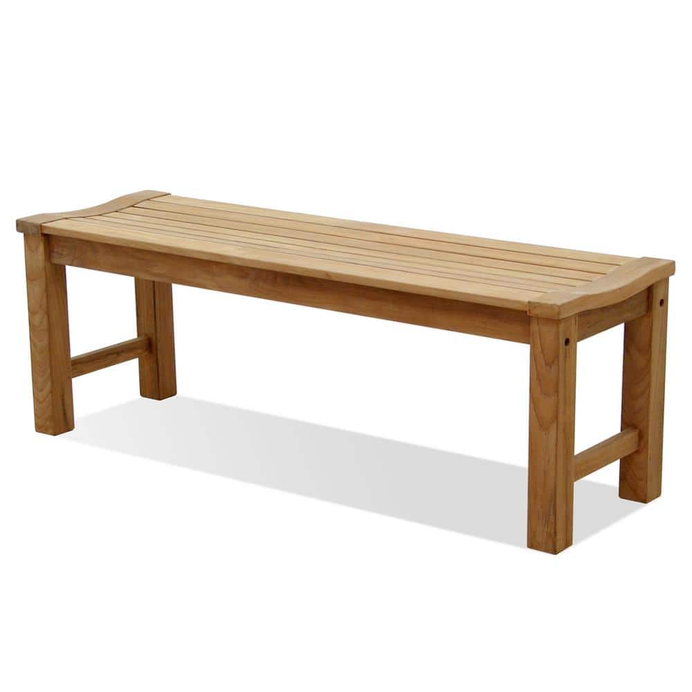5ft - Renaissance - Bench - Backless - Oak Wooden Slats - Cast Aluminum  Frame - Park Warehouse