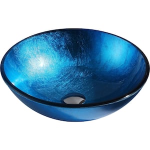 Arc Series Deco-Glass Vessel Sink in Lustrous Light Blue