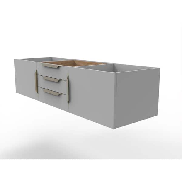 castellousa Alpine 59.5 in. W x 18.75 in. D x 14.25 in. H Bath Vanity Cabinet without Top in Matte Gray with Gold Trim