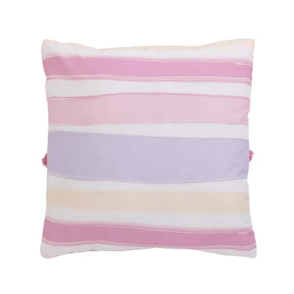 A decorative rainbow pillow