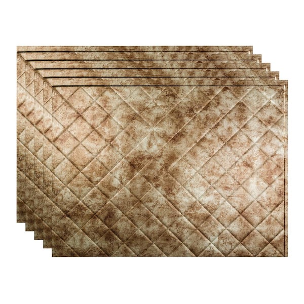 Fasade Quilted 18.25 in. x 24.25 in. Vinyl Backsplash Panel in Bermuda Bronze (5-Pack)