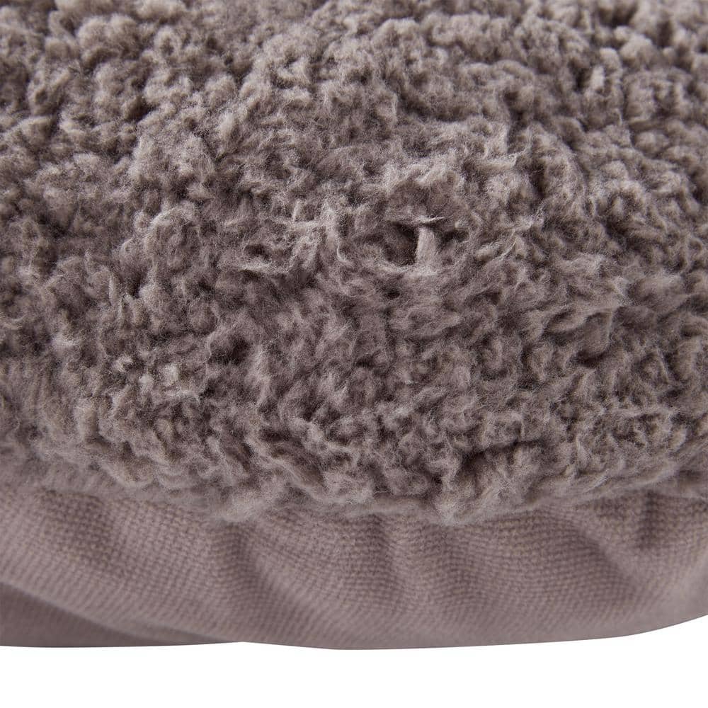 Gray Microfiber Round Donut Cat Bed with Sherpa Center
