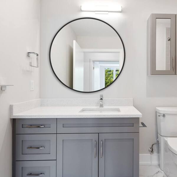 30 in. W x 18.4 in. D x 31.5 in. H Grey Frame Bathroom Locker Bathroom  Vanity Mirror MDF Wood SKU-110103 - The Home Depot