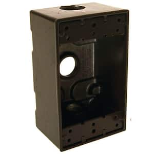 N3R Aluminum Bronze 1-Gang Weatherproof Outdoor Electrical Box, 3 Outlets at 1/2-in., With 2 Closure Plugs