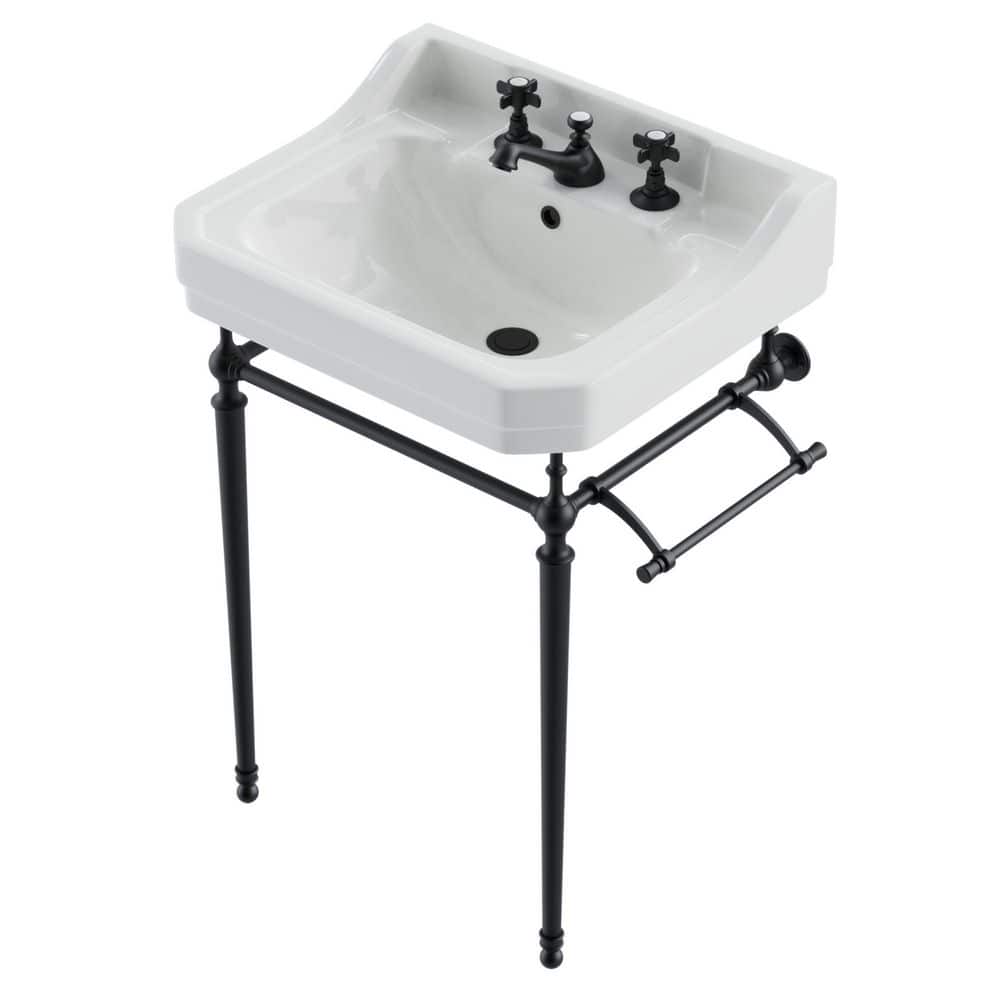James Martin Vanities Wellington Solid Brass Console Sink Basin and Leg Combo in Matte Black