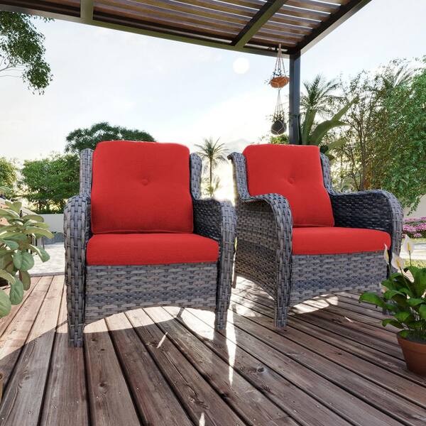 Gardenbee Ergonomic Arm 2 Piece Patio Wicker Outdoor Lounge Chair