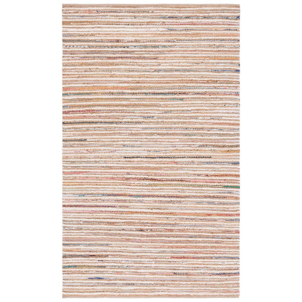 SAFAVIEH Cape Cod 6 ft. x 9 ft. Natural/Rust Striped Abstract Area Rug ...