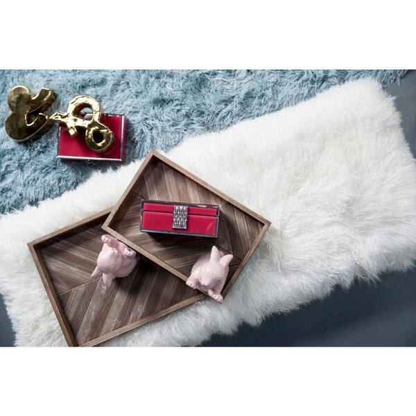 A & B Home Chevron Pattern Natural Trays (Set of 2)