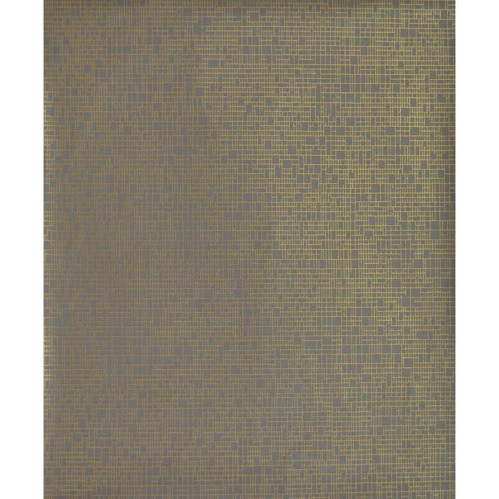 Taupe and Gold Geometric Nonwoven Wallpaper Roll