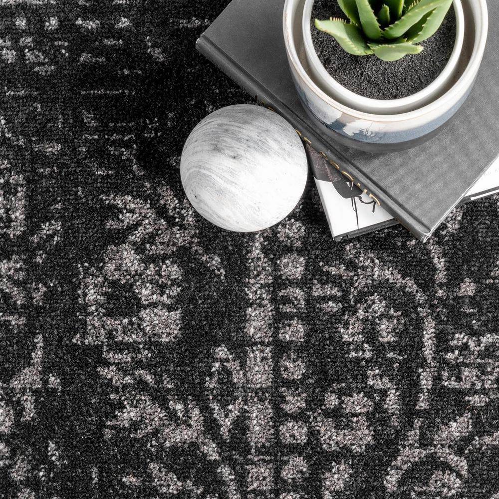 Arlena Black Synthetic Reversible Runner Rug