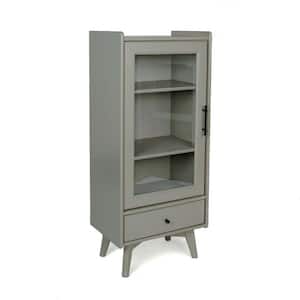 19.75 in. W x 13.75 in. D x 46 in. H Gray Linen Cabinet with Adjustable Shelves, Glass Door and Drawer