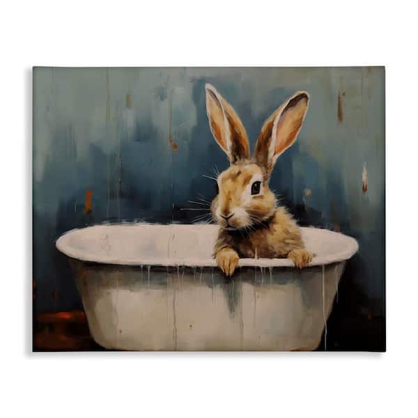 Baby Bunny in Tub by Arlington Prints Unframed Animal Graphic Art Print 16 in. x 20 in.