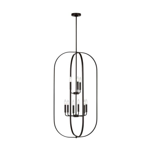 Generation Lighting - Loretto 9-Light Midnight Black Transitional Dimmable Lantern Chandelier