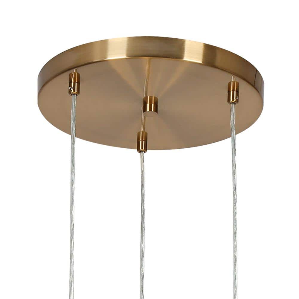 Modern Brass and Crystal 3-Light Cluster Pendant Chandelier
