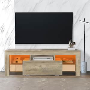 51.18 in. W Gray Wooden TV Stand with LED RGB Lights TV's up to 60 in.