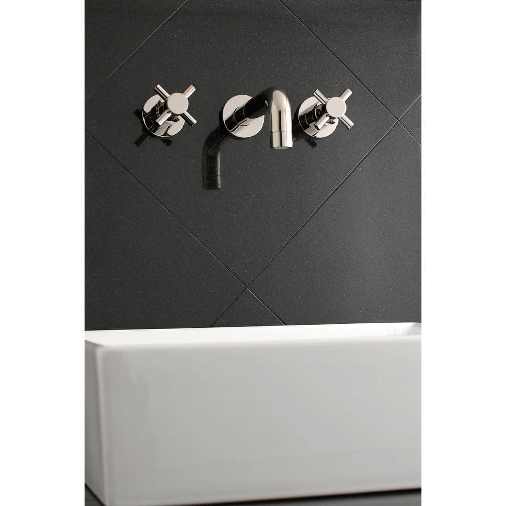 Concord Brushed Brass Dual-Handle Modern Wall Mount Faucet