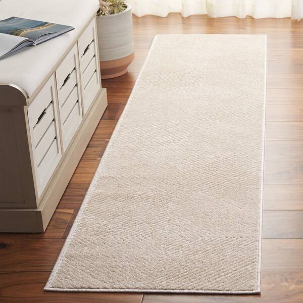 Stella Beige/Beige 2 ft. x 8 ft. Solid Chevrons Indoor/Outdoor Runner Rug