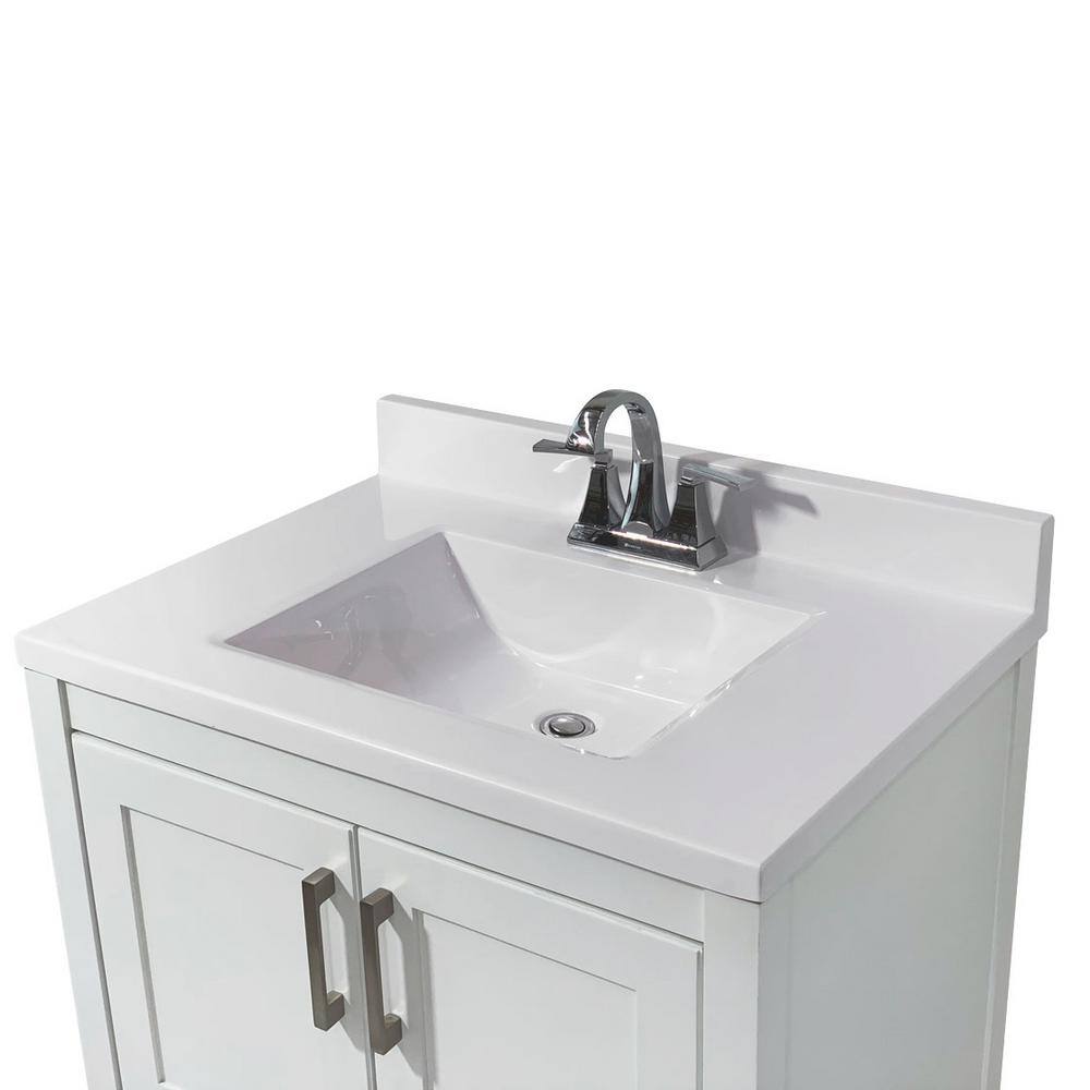 Tufino 31'' White Freestanding Bathroom Vanity with Marble Top