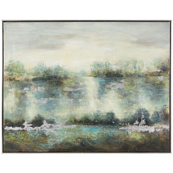 PRIVATE BRAND UNBRANDED Kiva Modern Hazy Afternoon Framed Oil Painting Wall Art (51 in. W x 41 in. H)