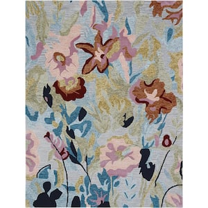 E1763 Multi 7 ft. 6 in. x 9 ft. 6 in. Hand Tufted Floral Transitional Indoor Wool and Viscose Area Rug