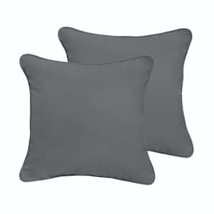 Charcoal Grey Outdoor Corded Throw Pillows (2-Pack)