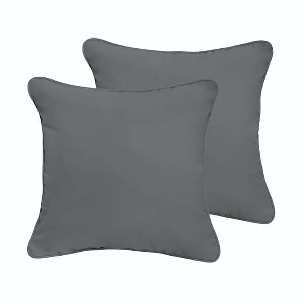 SORRA HOME Charcoal Grey Outdoor Corded Throw Pillows (2-Pack)