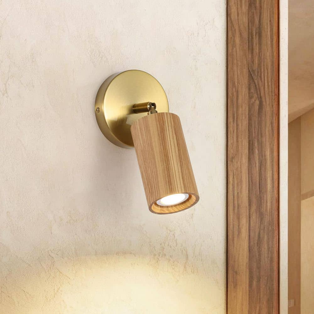 HUOKU Parroco 1-Light 4.7 in. W 3 ft. Ash Wood Ceiling Mounted