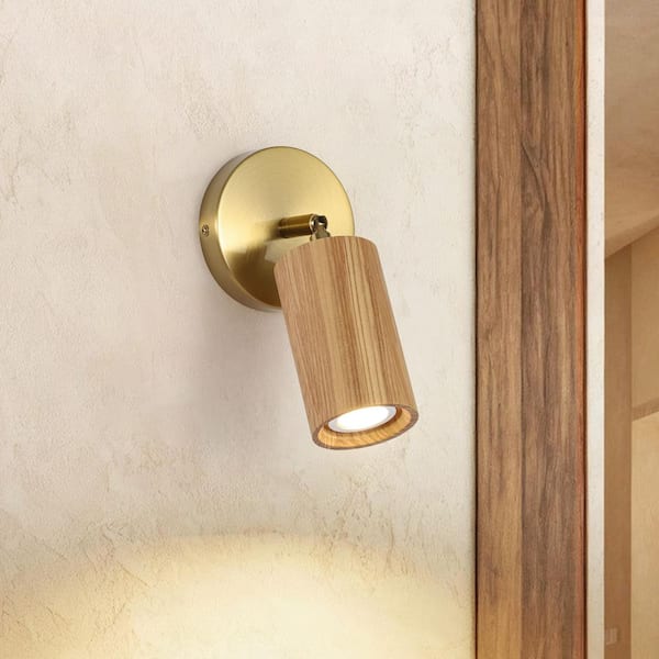 Parroco 1-Light 4.7 in. W 3 ft. Ash Wood Ceiling Mounted Hardwired Cylinder Track Lighting Kit with Adjustable Heads