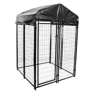 4 ft. x 4 ft. x 6 ft. and 4 ft. x 8 ft. x 6 ft. Black Metal Replacement Gate for Premium Welded Wire Kennel