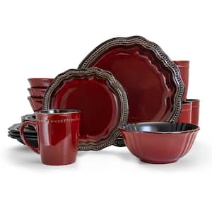 Regency 16-Piece Casual Red Stoneware Dinnerware Set (Service for 4)