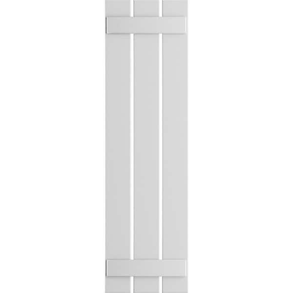 Ekena Millwork 17-1/8 in. x 57 in. True Fit PVC Three Board Spaced Board and Batten Shutters Pair in Unfinished