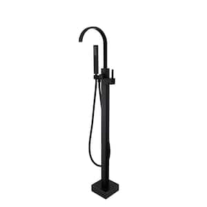 Authentic Brass Classic Single-Handle Freestanding Tub Faucet with Shower in Matte Black