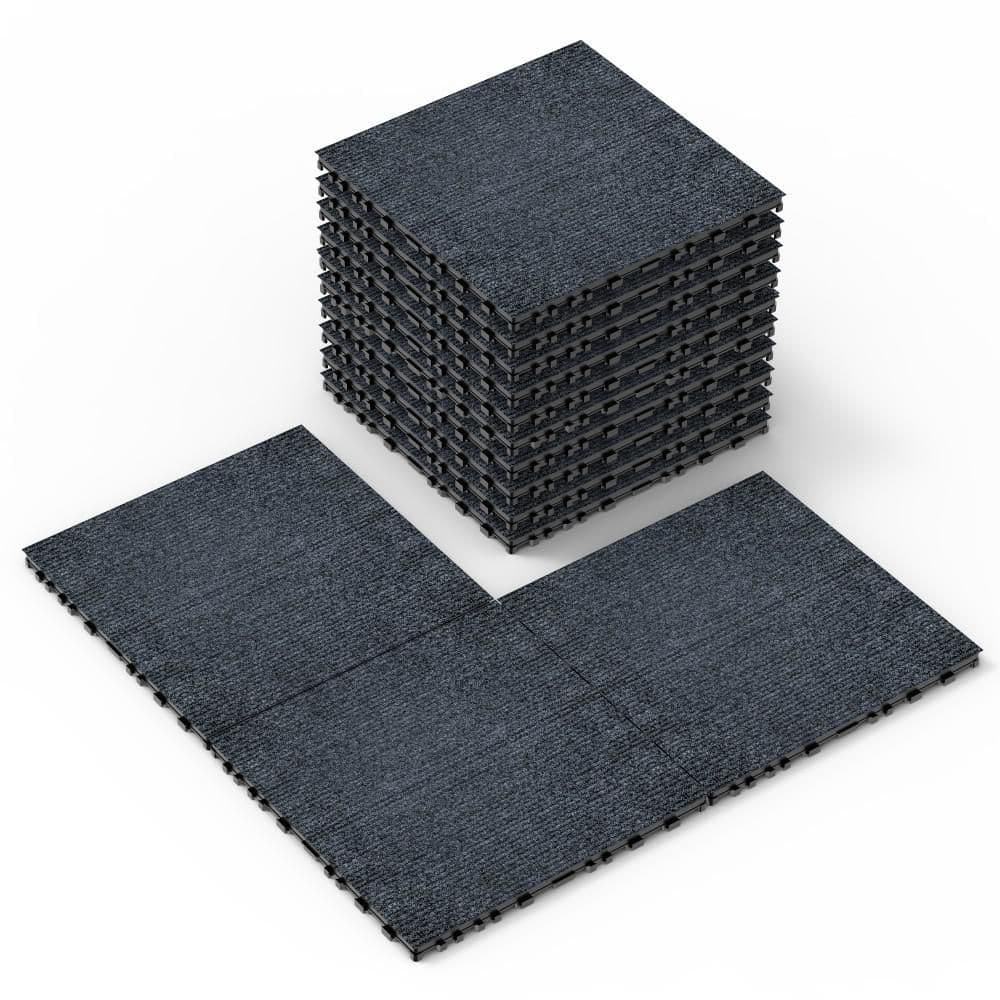 1 ft. x 1 ft. Patio Deck Tiles Interlocking Decking Carpet in Dark Gray for