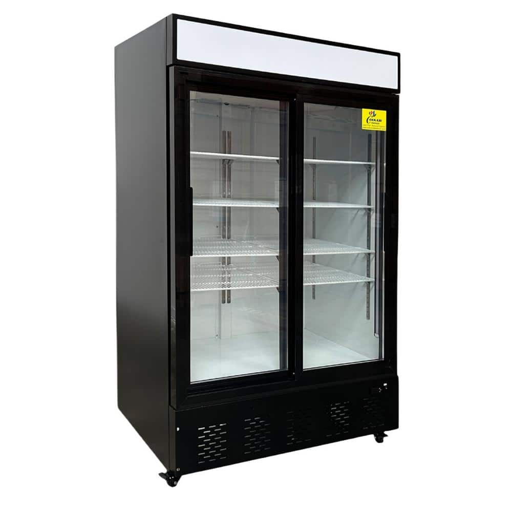 48 in. W 34 cu.ft Auto-defrost Upright Slide Glass Door Commercial Freezerless Refrigerator Merchandiser in Black