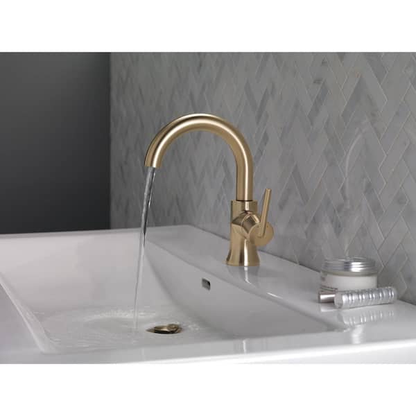 Trinsic Gold Single Hole Single-Handle Bathroom Faucet with Metal Drain Assembly in Champagne Bronze