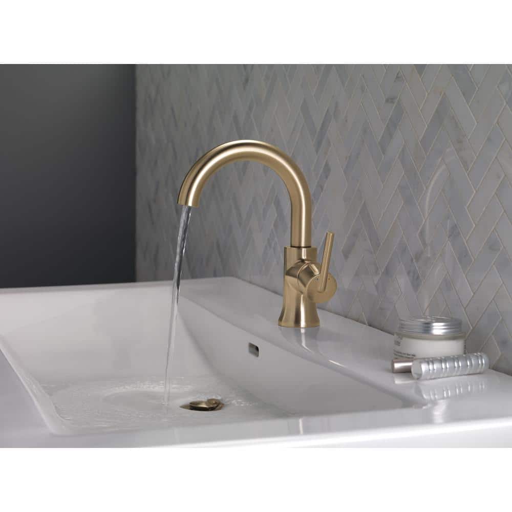 Sleek European-Inspired Champagne Bronze Single Hole Bathroom Faucet