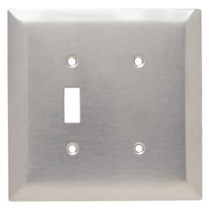 Pass & Seymour 302/304 S/S 2 Gang 1 Toggle 1 Strap Mounted Blank Oversized Wall Plate, Stainless Steel (1-Pack)