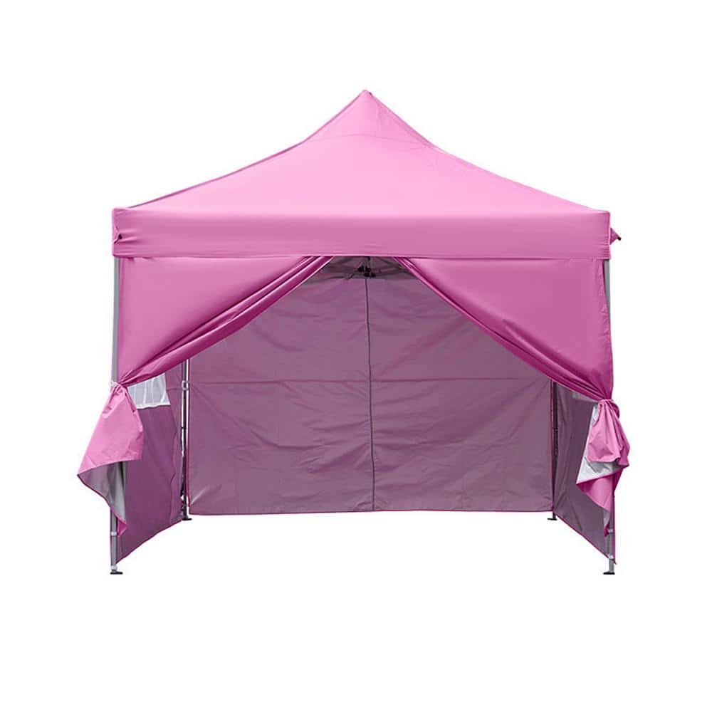 OVASTLKUY 10 ft. x 10 ft. Pink HeavyDuty Portable Outdoor Canopy Tent