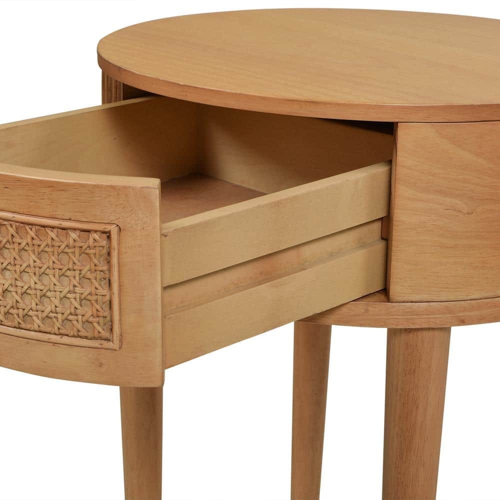 Cabana 18" Round Oak Wood Storage Accent Table