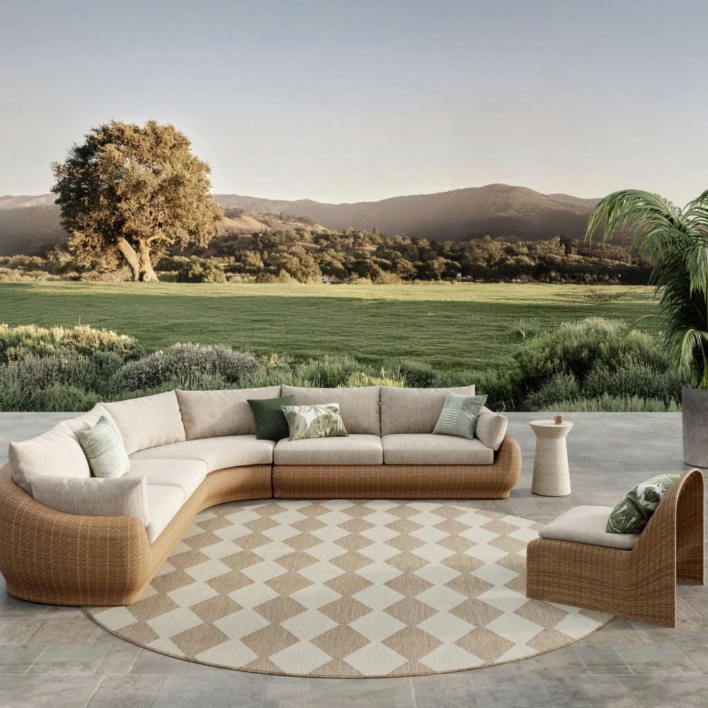 Positano Jute 12 ft. Round x 12 ft. Diamond Contemporary Round Area Rug
