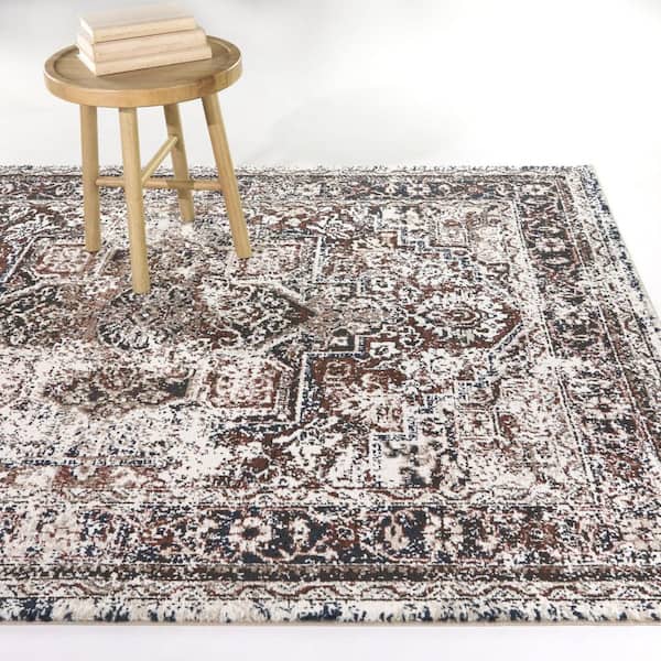 Asheim Rust/Brown 7 ft. 10 in. x 10 ft. Traditional Area Rug