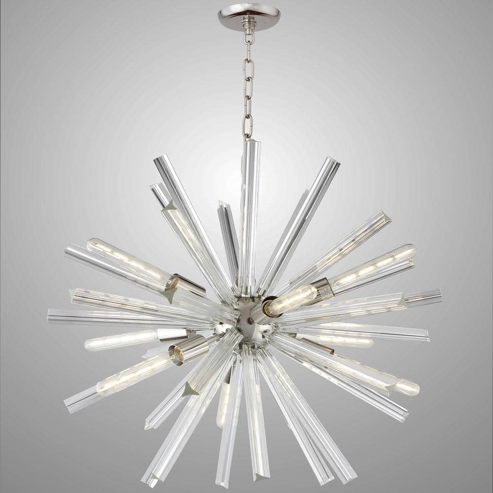 9-Light Polished Nickel Sputnik Chandelier with no Bulbs Included